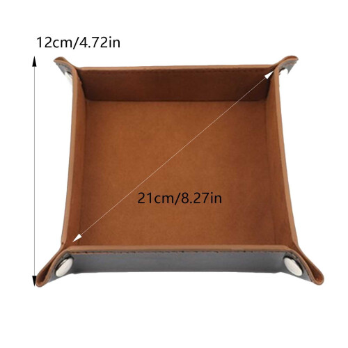 PU Leather Folding Square Rectangular Tray Sundries Storage Box Desktop Game Dice Storage Tray 2