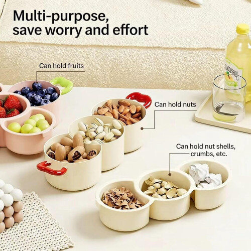 2-Tier Stackable Serving Platter with Handle, Drain Basket & Compartments – White 2