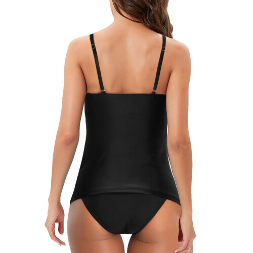 Γυναικείο σετ Tankini με vintage print – Λεπτό αθλητικό σουτιέν με σταυρωτό τελείωμα, 1