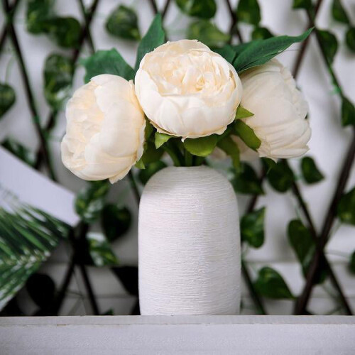 Buquê de peônias de seda bege, 25 cm (10 polegadas) 2