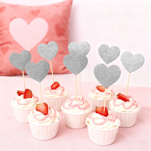 20 τεμάχια διακοσμητικά για cupcakes για την ημέρα του Αγίου Βαλεντίνου, γκλίτερ σε 1