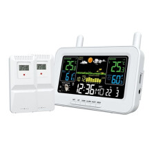 Multi-Function Color Screen Digital Weather Station Weather Station Radio Clock with Wireless Outdoor Sensor White (UK)