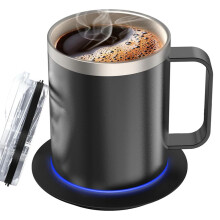 Zelfverwarmende Koffiekopje, Dubbellaags 304 Roestvrij Staal, Drankkopjesverwarmer met Kopjesset voor Bureau, Thuiskantoor