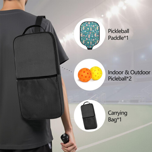 Σετ κουπιών Pickleball από fiberglass με λουλούδια, 2 τεμάχια και 2 μπάλες 1