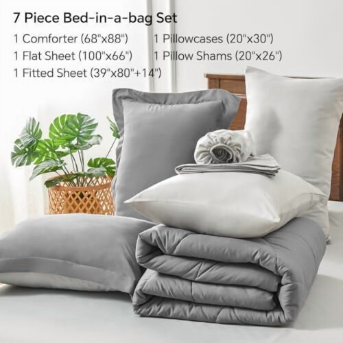 Set copripiumino reversibile in microfibra da 7 pezzi, matrimoniale (Queen Size). 2
