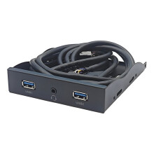 3.5 Inch Desktop Floppy Bay Front Panel with 2 USB 3.0 Connector + HD Audio Microphone Port for PC Computer Case