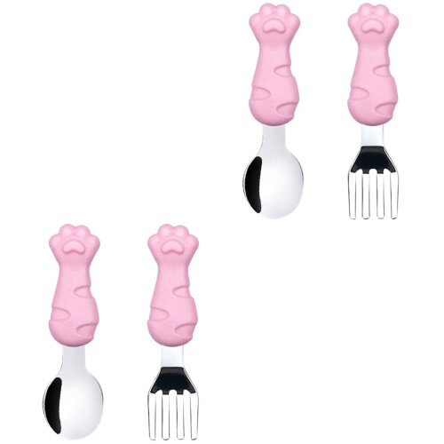 2Sets Baby Besteck Set Pink Gabel Kurzer 2