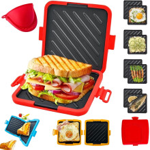 Appareil à croque-monsieur pour micro-ondes antiadhésif, presse à sandwich 3 minutes
