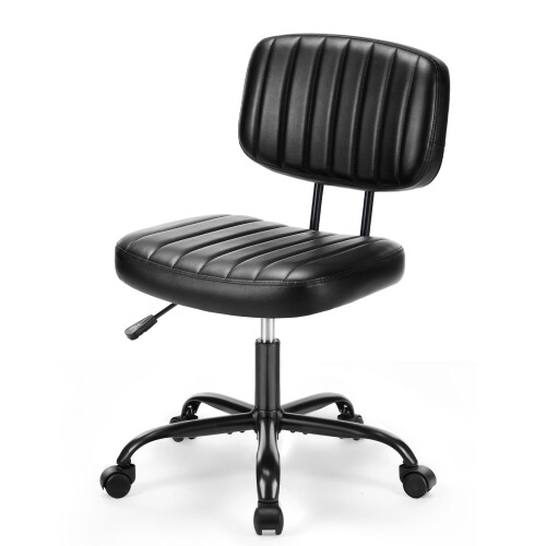 Chaise de bureau d'intérieur à dossier bas et hauteur réglable, noire