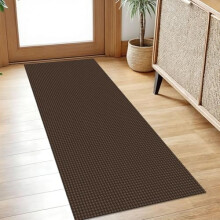 Tapis de couloir lavable 60 x 150 cm, antidérapant, pour entrée, couloir, cuisine et chambre – Coton tissé, marron