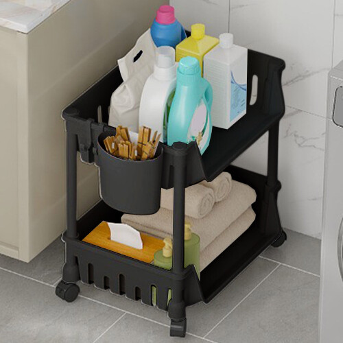 2-Tier Sliding Under-Sink Organizer Black