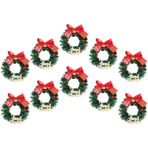 Mini-Bastelkränze, Mini-Weihnachtskränze, grüner Kunststoff, 10 Stück