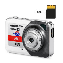 Mini cámara retro HD para niños, cámara portátil para vlogs con tarjeta de 32 GB, fácil manejo, 120 minutos de duración de la batería.