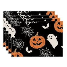 Linen Halloween Placemats Set of 4 12x18 Inch