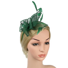 Fascinator voor dames, elegante hoedband met bloem- en veermotief, feesthaarclip, hoofdbandaccessoire.