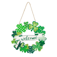 Décoration de porte en bois en forme de trèfle pour la Saint-Patrick, panneau mural artisanal pour la porte d'entrée, idéal pour une fête