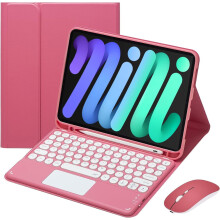 Touch Keyboard Case for iPad Mini 7 (A17 Pro, 2024) & Mini 6 (8.3"), Compatible with Mouse – Magnetically Detachable Bluetooth