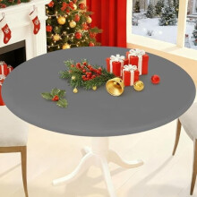 Round Elastic Tablecloth, Waterproof Vinyl with Flannel