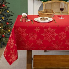 Christmas Tablecloth Rectangular 60x84in Silver Snowflakes