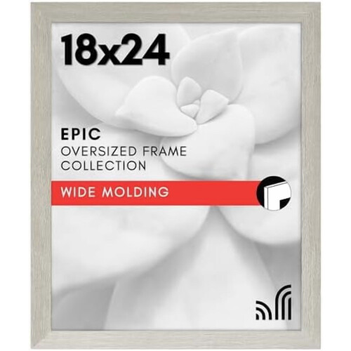 Poster Frame 18x24 Grey Engineered Wood with Plexiglass