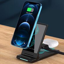 15W 3-i-1 trådlös laddningsstation för Android, iPhone, Apple, Samsung, iPad