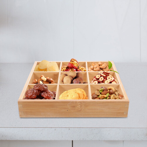 Bamboo Multi-Compartment Serving Tray 30x30cm