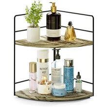 Wood Corner Organizer for Bathroom & Kitchen Countertops