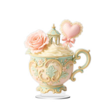 Valentinsdag tekopp-ornament, akryl, 15 cm