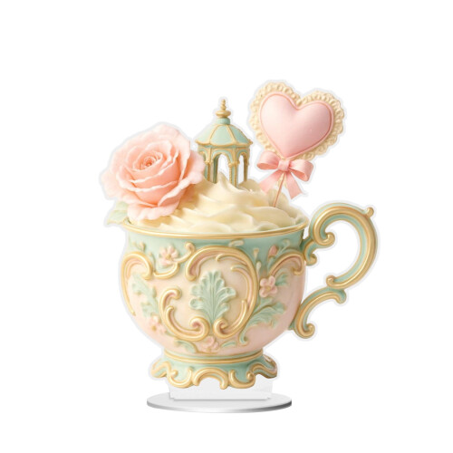 Valentinsdag tekopp-ornament, akryl, 15 cm