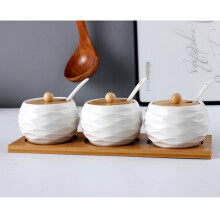 Zoutpotje met golfpatroon, houten kruidendoos (1 set)