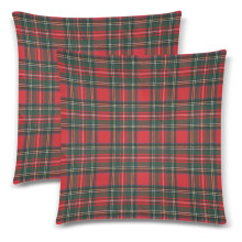 Skotlantilainen tartan-tyynynpäällinen, 2 kpl, 50 x 50 cm, punainen