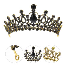 Black Rhinestone Alloy Crown – Vintage Bridal Tiara