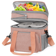 Sac à lunch isotherme 17 L, sac isotherme extensible à double compartiment avec doublure étanche et réfrigérante, poche latérale et