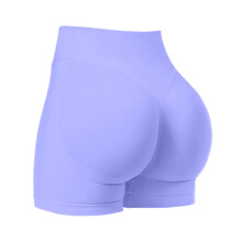 Shorts esportivos femininos justos de cintura alta, com alças elásticas, para ioga e fitness.