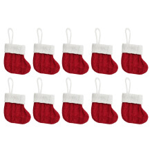 Knitted Christmas Stockings 10 Pack Red & White