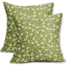 Lichtgroene kussenhoezen met bloemenprint 18x18 inch (2 stuks)