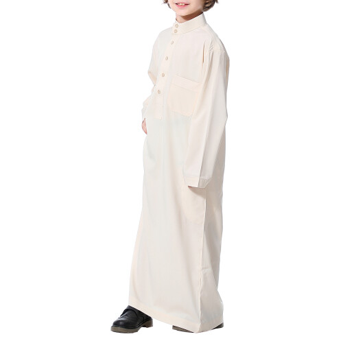 Jugend Robe Lange Ärmel Beige Schlicht 2