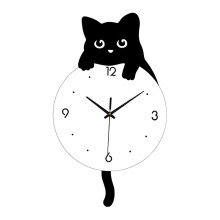 Cat Wall Clock Gift Practical Modern Hanging Clock for Shop Classroom Indoor L