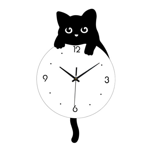 Cat Wall Clock Gift Practical Modern Hanging Clock for Shop Classroom Indoor L