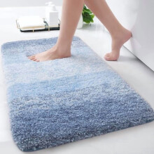 Mikrofiber Shaggy Badmatta, Halkfri, Absorberande & Maskintvättbar – 61x40 cm, Ljusblå, Rektangulär