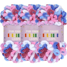 3Pack 100g/Skein JubileeYarn Fun Finger Loops Yarn Jumbo Polyester Yarn for Hand Knitting Blankets