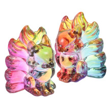 2 Pcs Figurine Nine-Tailed Statue Handblown Glass Animal Figures Desktop Ornament For Office Table Decor