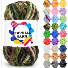 100g Velvet Chenille Yarn for Crocheting Rainbow Velvet Fluffy Plush Thick Bulky Chunky Chenille Soft Baby Blanket Yarn for Crocheting Hand Knitting