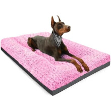 Waschbares Plüsch-Hundebett, rutschfest, 89 x 58 cm, Rosa