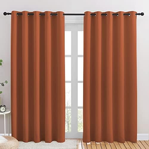 Πάνελ κουρτινών Burnt Orange Blackout (Σετ 2 τεμαχίων, 70x84 ίντσες) – Θερμομονωτικά, με