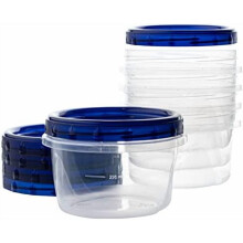 32 oz Clear Deli Containers with Blue Twist Lids (6 Pack)
