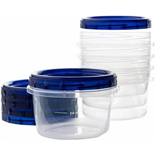 32 oz Clear Deli Containers with Blue Twist Lids (6 Pack)
