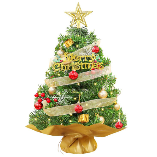Mini Lighted Tabletop Christmas Tree with Ornaments