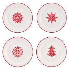 Assiettes à salade Bico Holly Jolly, 22 cm, lot de 4, pour salades et apéritifs, compatibles micro-ondes et lave-vaisselle.