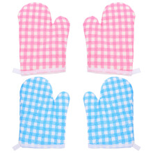 2 pares de manoplas de horno resistentes al calor para niños, ideales para hornear y cocinar. Adorables manoplas de horno a cuadros para manos